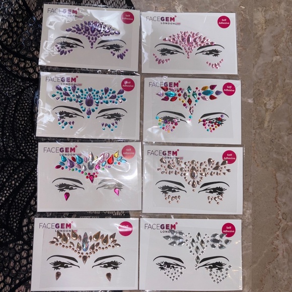 New 8 Pcs Face Jewels Rhinestone Face Gems Self Adhesive Body Crystal Stickers - Picture 1 of 10